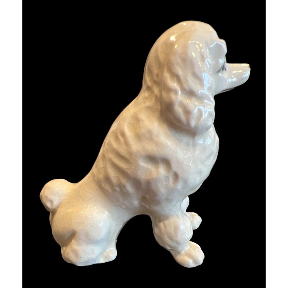 Vintage Porcelain Poodle Figure Sitting Unbranded,‎ MCM Dog Lovers Crazing - Picture 3 of 6